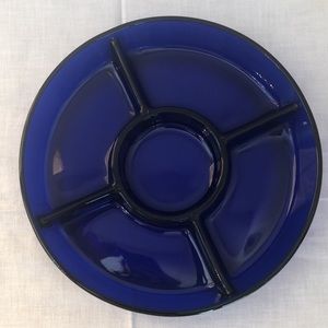 Cobalt Blue Divided Relish Dish